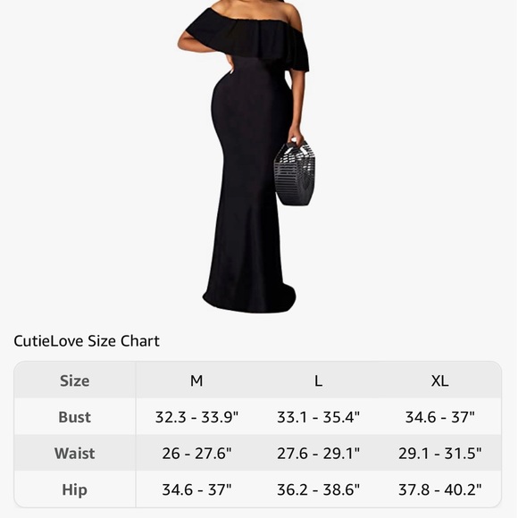 NEW Off The Shoulder Maxi Dress Black Ruffle Evening Party Long Dress Size L - Picture 7 of 13